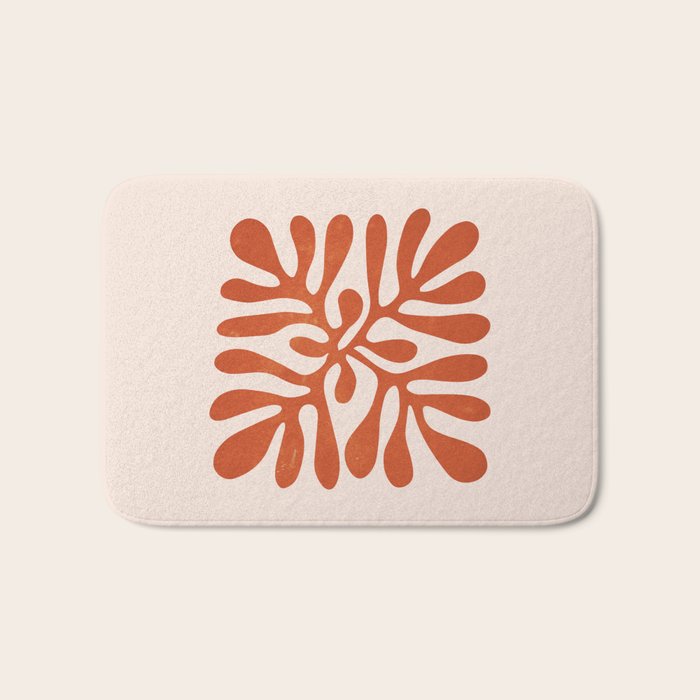 Nature Leaf Cutouts III: Terracotta Edition | Mid-Century Henri Matisse Series Bath Mat Gallery Image 1
