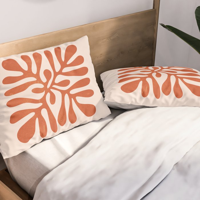 Nature Leaf Cutouts III: Terracotta Edition | Mid-Century Henri Matisse Series Pillow Sham Gallery Image 2