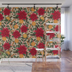 Poinsettia Flowers and Spices Wall Mural Gallery Image 1
