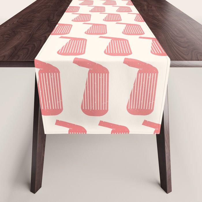 Golf Club Head Vintage Pattern (Beige/Pink) Table Runner