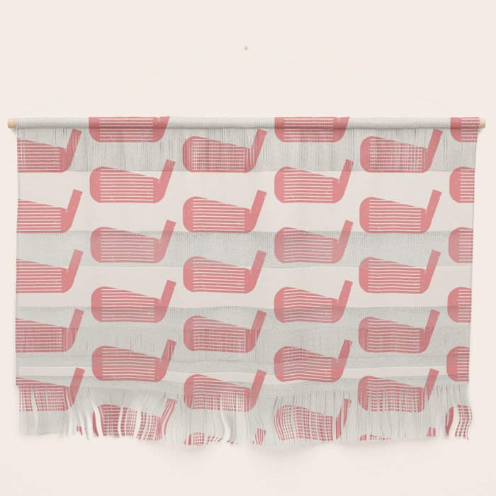 Golf Club Head Vintage Pattern (Beige/Pink) Wall Hanging Gallery Image 1
