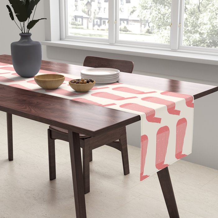 Golf Club Head Vintage Pattern (Beige/Pink) Table Runner Gallery Image 2