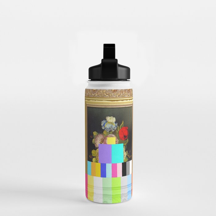 A Painting of Flowers With Color Bars Water Bottle Gallery Image 2