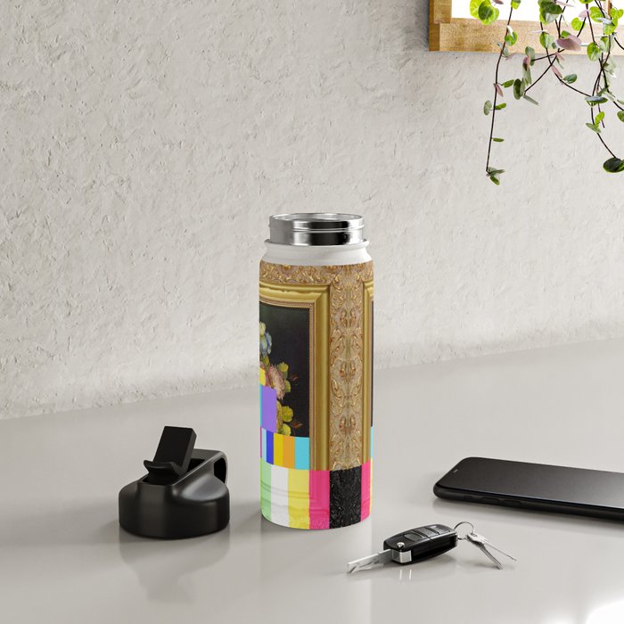 A Painting of Flowers With Color Bars Water Bottle Gallery Image 5