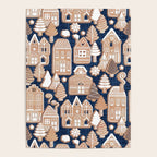 Whimsical Gingerbread Christmas Village // blue and brown Poster Gallery Image 4