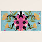 Whimsical Ladybug Garden - Folk Art with Flowers, Bees and Dragonflies Desk Mat Gallery Image 3