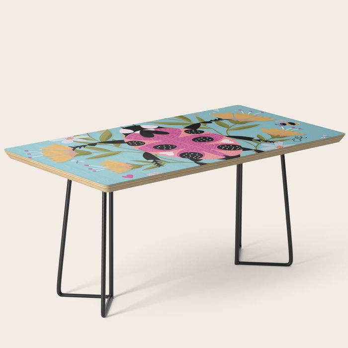 Whimsical Ladybug Garden - Folk Art with Flowers, Bees and Dragonflies Coffee Table Gallery Image 1