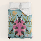 Whimsical Ladybug Garden - Folk Art with Flowers, Bees and Dragonflies Comforter Gallery Image 6