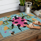 Whimsical Ladybug Garden - Folk Art with Flowers, Bees and Dragonflies Outdoor Rug Gallery Image 2
