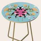Whimsical Ladybug Garden - Folk Art with Flowers, Bees and Dragonflies Side Table Gallery Image 2