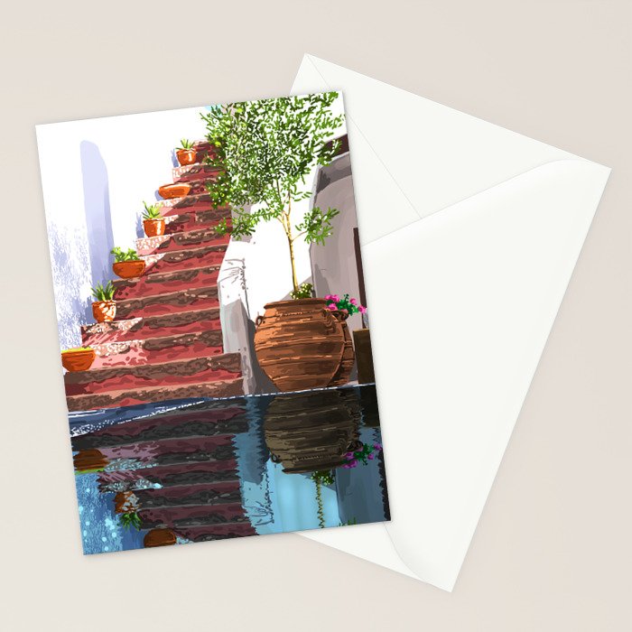 Serenity Weekend | Mindful Travel Greece Architecture | Rustic Earthy Swim Pool | Peace & Positivity Stationery Card Gallery Image 2