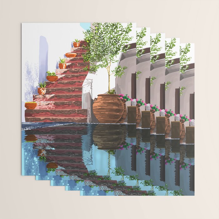 Serenity Weekend | Mindful Travel Greece Architecture | Rustic Earthy Swim Pool | Peace & Positivity Wrapping Paper Gallery Image 3