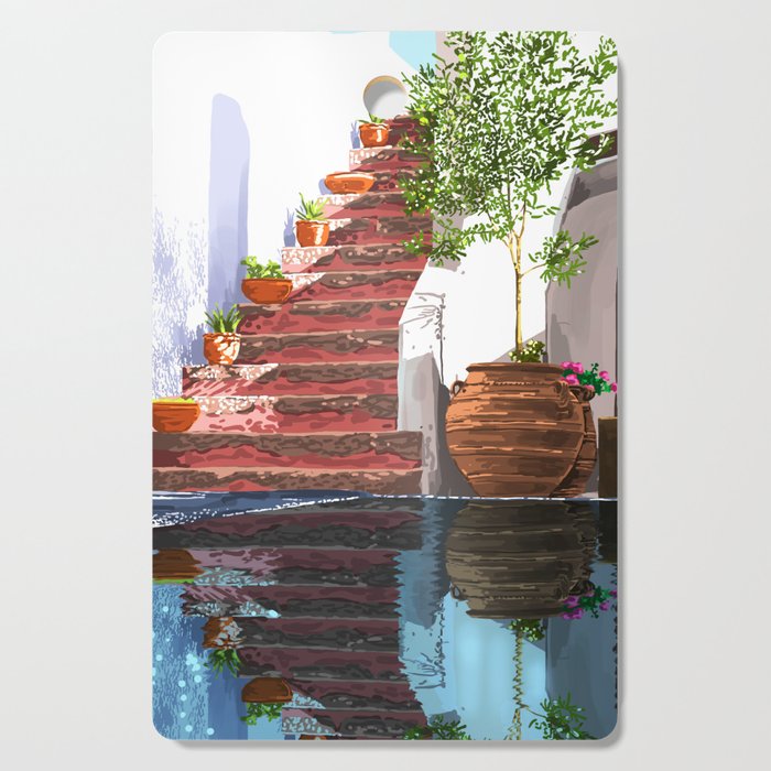 Serenity Weekend | Mindful Travel Greece Architecture | Rustic Earthy Swim Pool | Peace & Positivity Cutting Board Gallery Image 1
