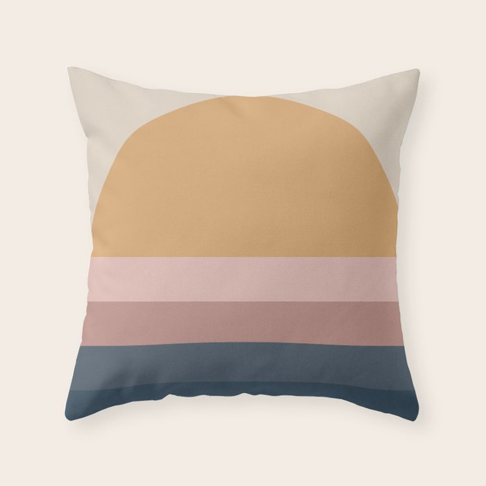 Minimal Retro Sunset - Earthy Neutral Throw Pillow Gallery Image 1