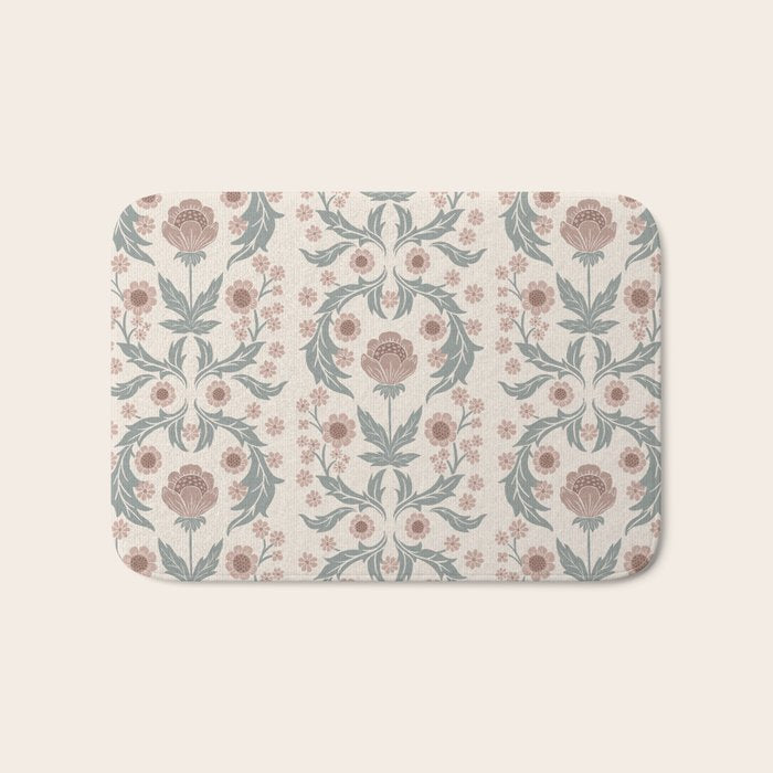 English Cottage Dusty Pink Posy Bath Mat Gallery Image 1