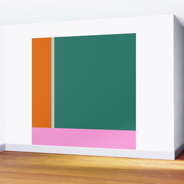 Color Block in Green and Orange Wall Mural Gallery Image 2