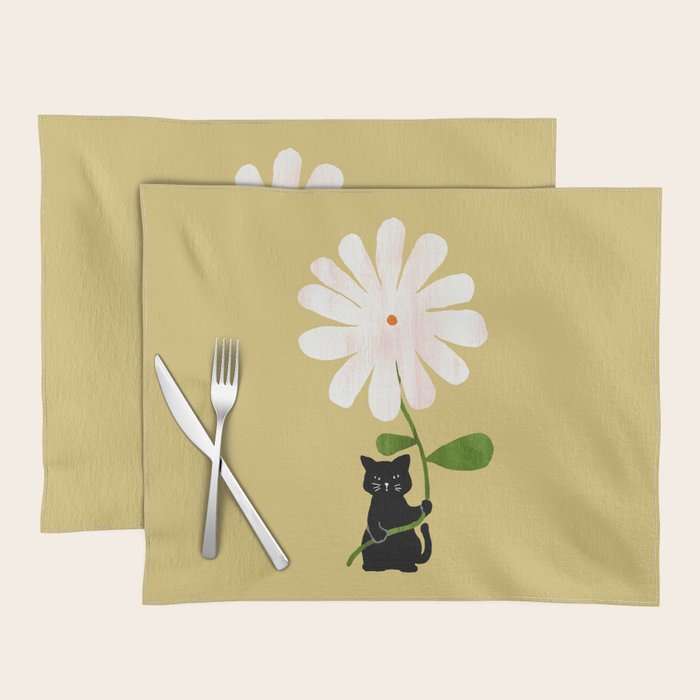 Cat with flower Placemat Gallery Image 1