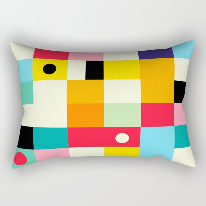 Geometric Bauhaus Pattern | Retro Arcade Video Game | Abstract Shapes Rectangular Pillow Gallery Image 1