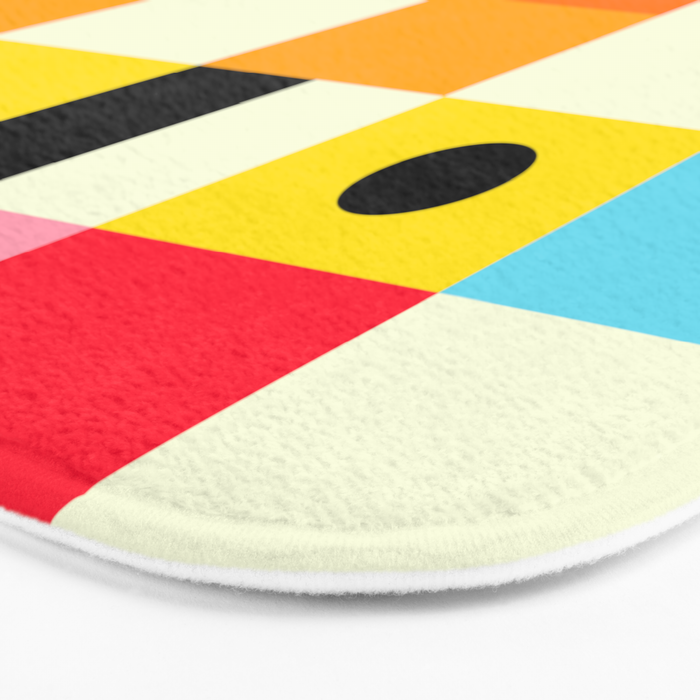 Geometric Bauhaus Pattern | Retro Arcade Video Game | Abstract Shapes Bath Mat Gallery Image 3