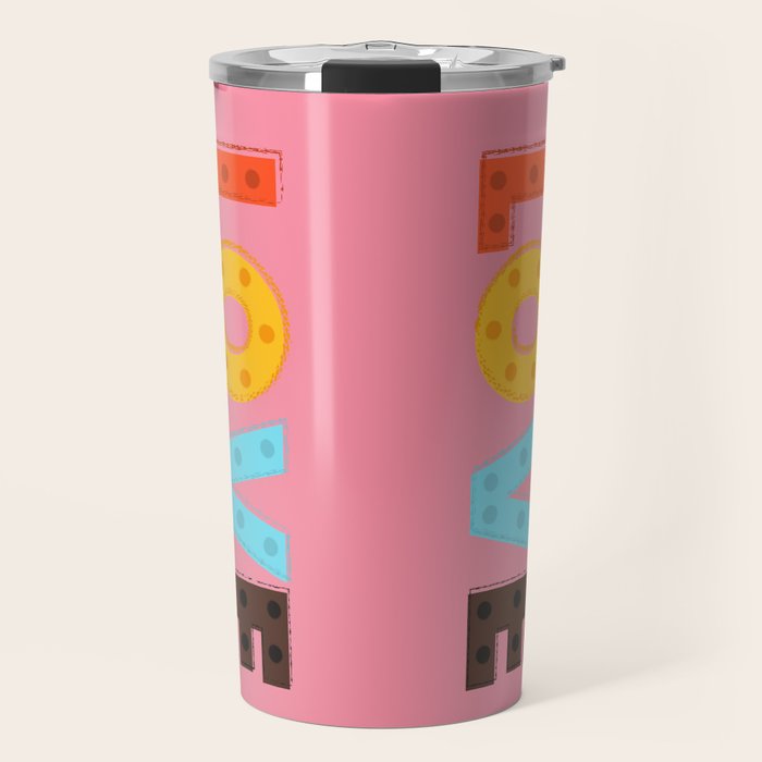 Happy LOVE - typography Travel Mug Gallery Image 1