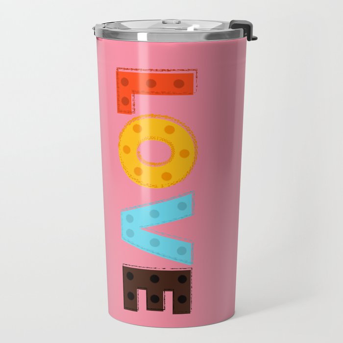 Happy LOVE - typography Travel Mug Gallery Image 2