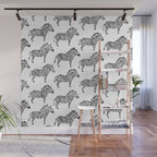 Zebras - Black & White Palette Wall Mural Gallery Image 1