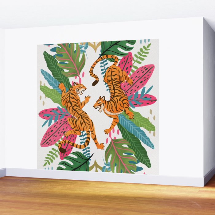 Wild Jungle Tigers Wall Mural Gallery Image 2