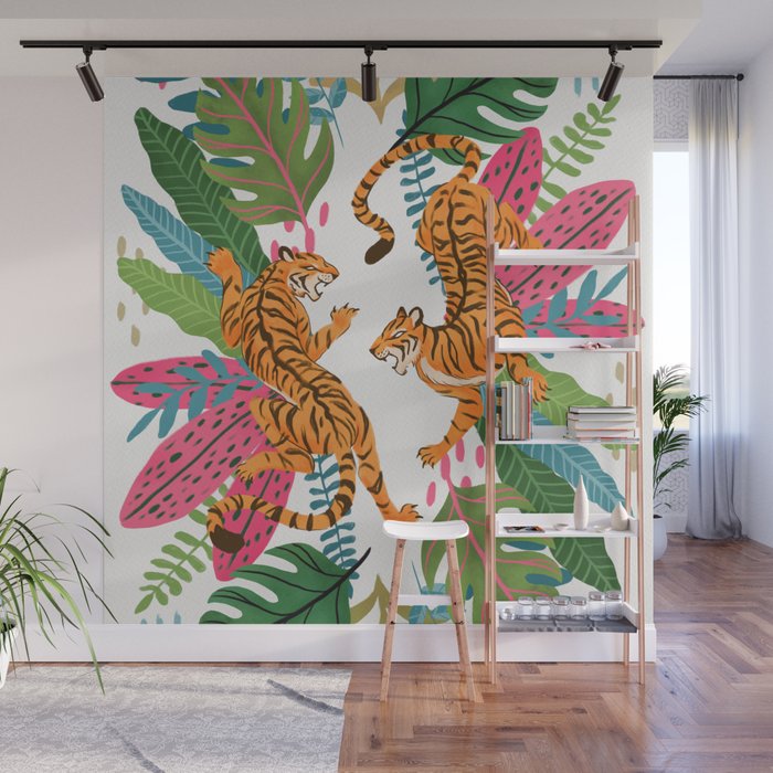 Wild Jungle Tigers Wall Mural Gallery Image 1