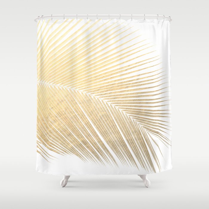 Palm leaf - gold Shower Curtain Gallery Image 1