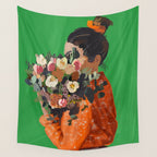 Woman with Flowers Painting Wall Tapestry Gallery Image 4