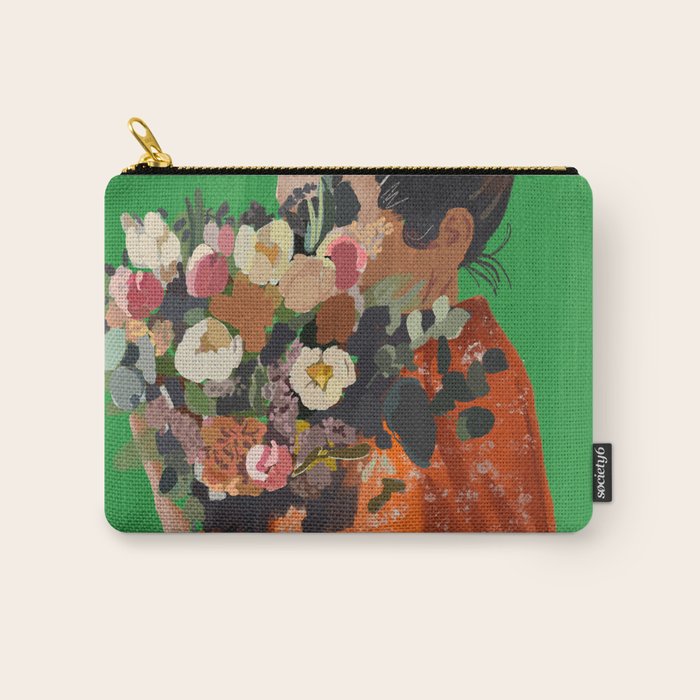 Woman with Flowers Painting Carry All Pouch Gallery Image 1
