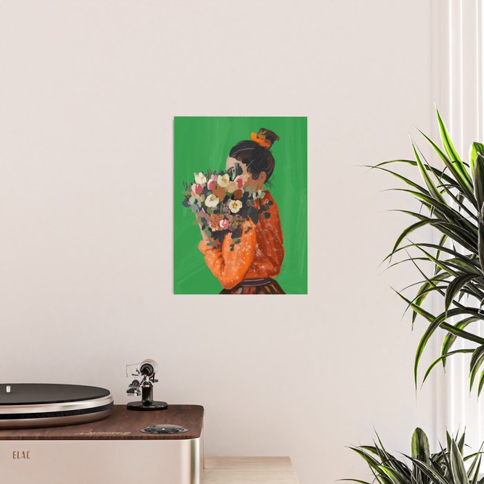 Woman with Flowers Painting Poster Gallery Image 2