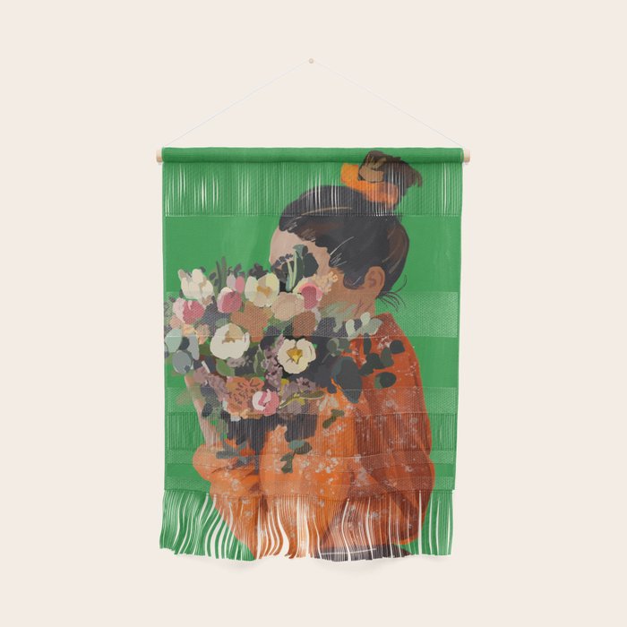 Woman with Flowers Painting Wall Hanging Gallery Image 1