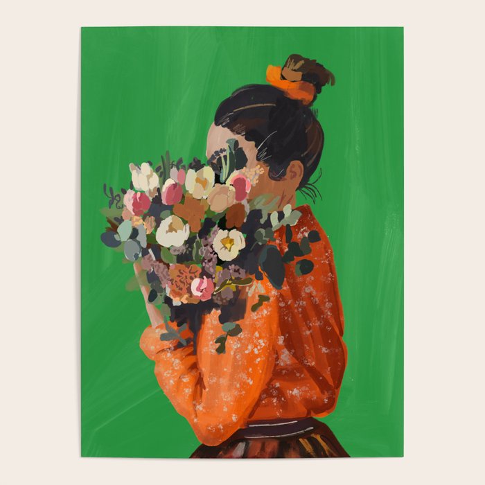 Woman with Flowers Painting Poster Gallery Image 4