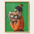 Woman with Flowers Painting Serving Tray Gallery Image 1