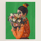Woman with Flowers Painting Jigsaw Puzzle Gallery Image 1