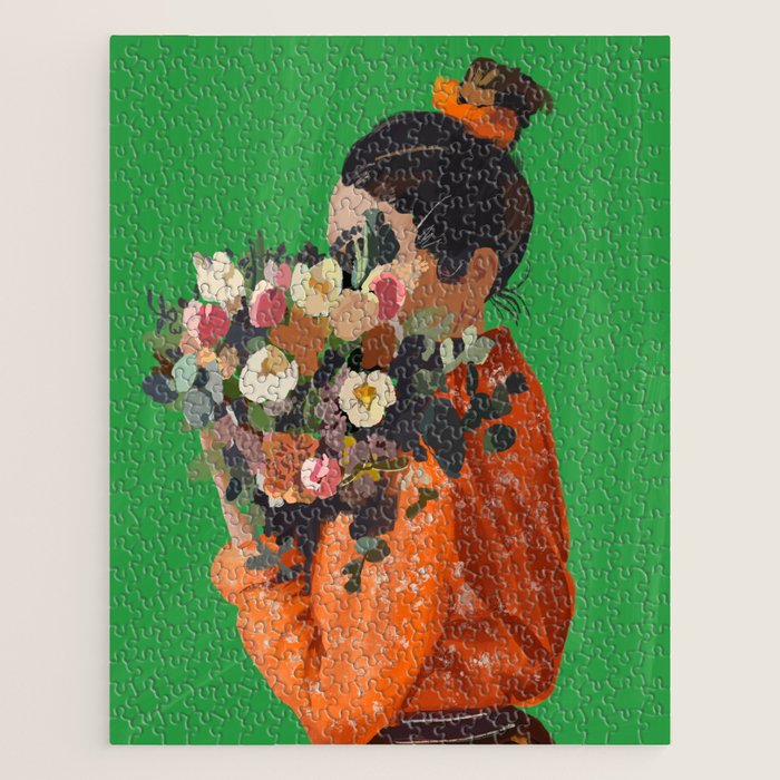 Woman with Flowers Painting Jigsaw Puzzle Gallery Image 1