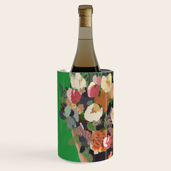 Woman with Flowers Painting Wine Chiller Gallery Image 2