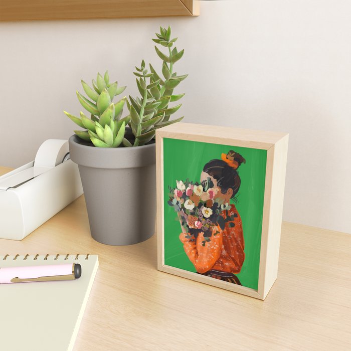 Woman with Flowers Painting Mini Art Print Gallery Image 2