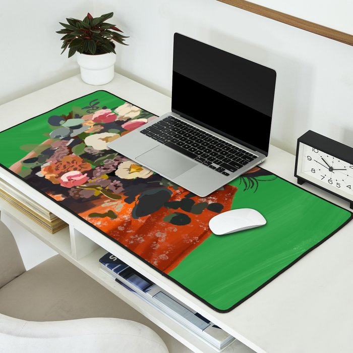 Woman with Flowers Painting Desk Mat Gallery Image 2