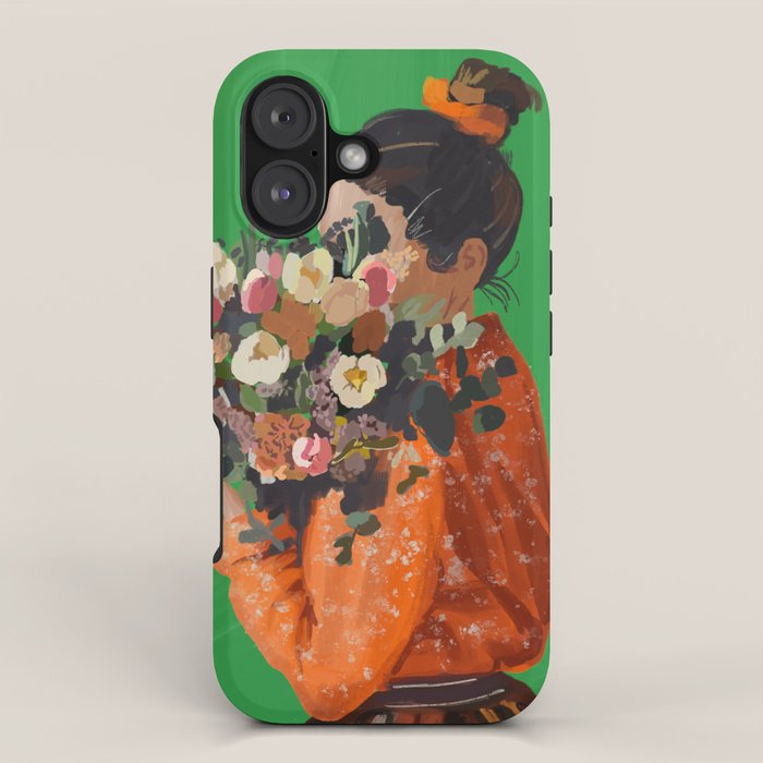 Woman with Flowers Painting iPhone Case Gallery Image 1