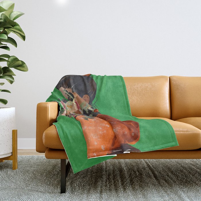 Woman with Flowers Painting Throw Blanket Gallery Image 1