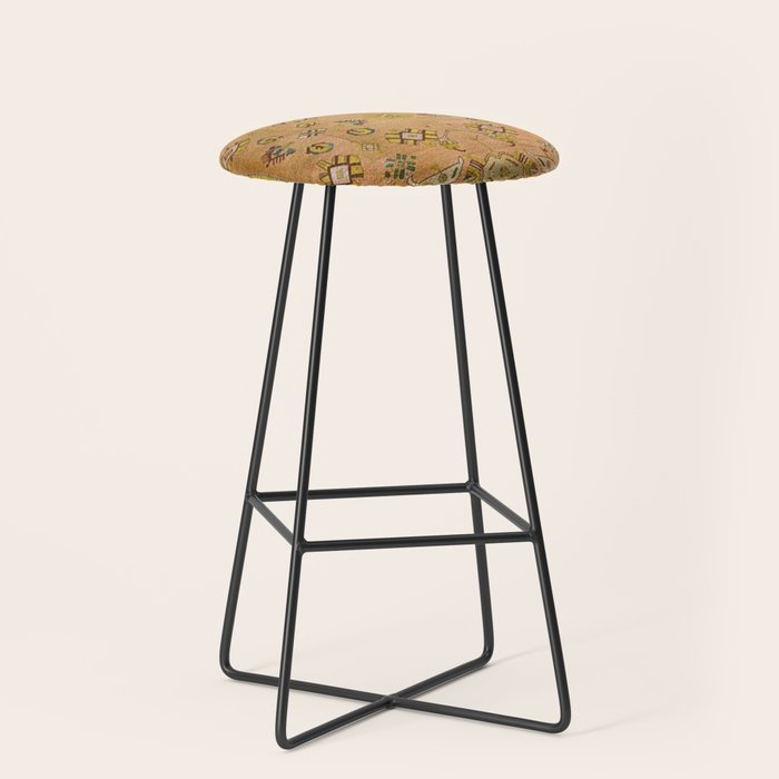 Persian Heritage Rug Design in Warm Earth Tones Stool Gallery Image 1