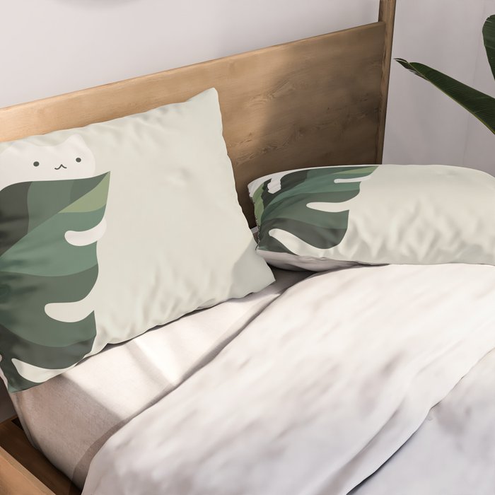 Cat and Plant 12C Pillow Sham Gallery Image 2