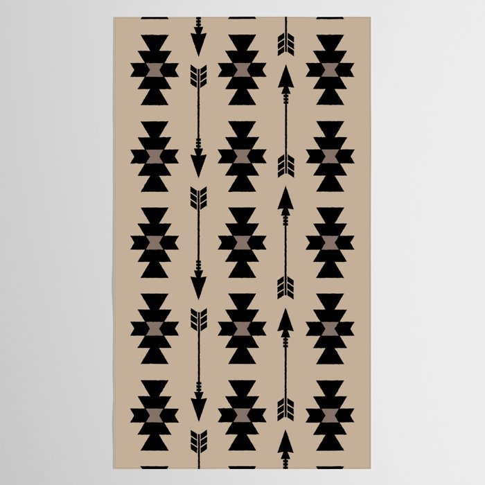 Southwestern Arrow Pattern 232 Black and Beige Tablecloth Gallery Image 2