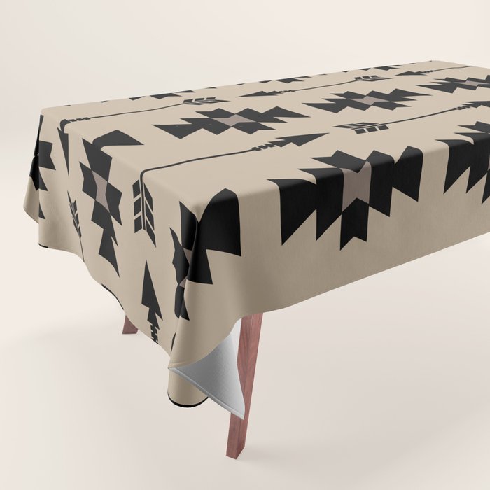 Southwestern Arrow Pattern 232 Black and Beige Tablecloth Gallery Image 1