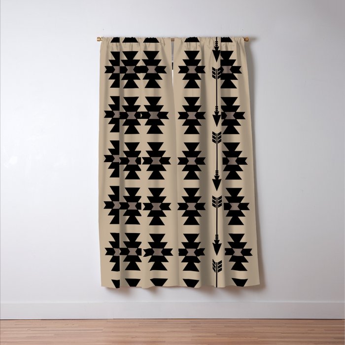 Southwestern Arrow Pattern 232 Black and Beige Window Curtain Gallery Image 3