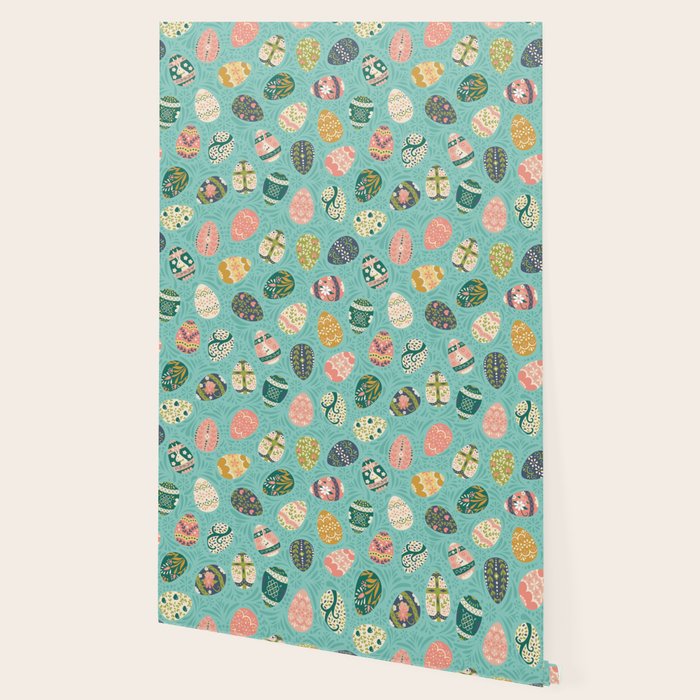 Floral Easter Eggs - Aqua Wallpaper Gallery Image 2
