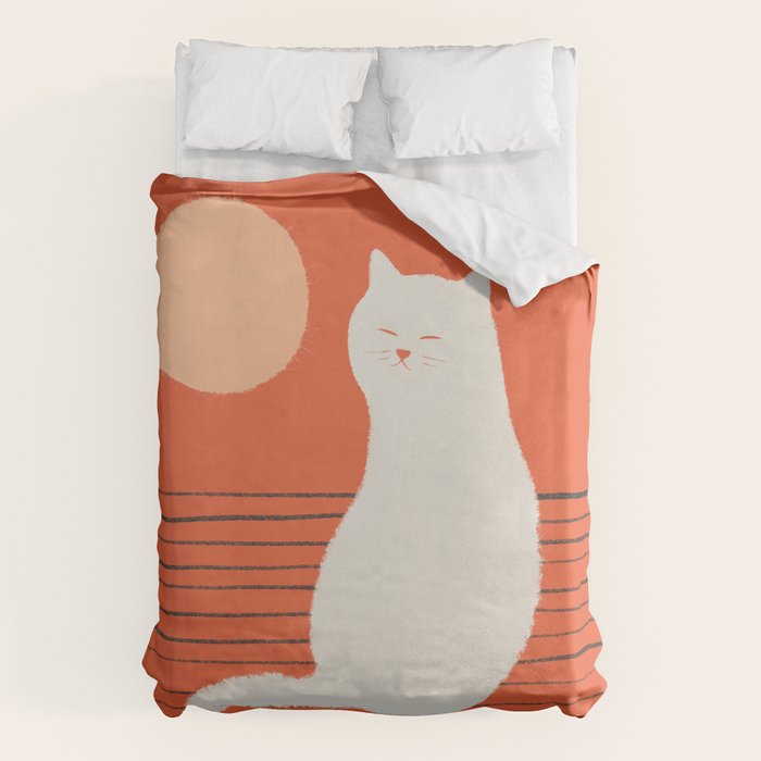 Abstraction minimal cat 31 relax day Duvet Cover Gallery Image 1