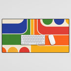 Retro 70s Stripe Colorful Rainbow 872 Primary Colors Desk Mat Gallery Image 1